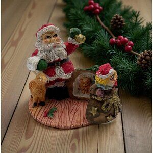 Santa Claus Hinged Christmas Figurine Opening Toy Sack Ringing Bell Reindeer